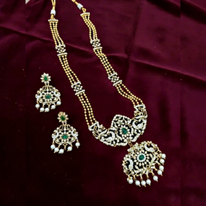 Wholesale High Quality Vintage Brass Gold Plated Crystal Women's Wedding Bridal Jewelry <b>Set</b> Long Mala Necklace Earrings Third - Product Image 1