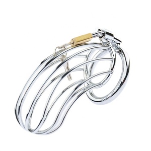 Maschio adulto BDSM giocattoli sessuali in acciaio inox gabbia di gallo dispositivo di castità con 3 anelli attivi per adulti Bondage ingranaggio - Product Image 4