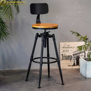 등받이가있는 아메리칸 스타일 산업 높이 조절 가능한 철 회전 카운터 바 의자 - Product Image 4