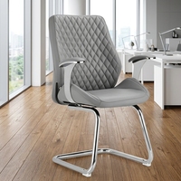 Chaise de bureau luxueuse à dossier haut, capitonnée de diamants, avec base chromée réglable et support ergonomique pour les bras