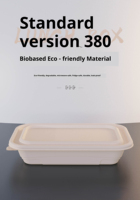 Hete voedselverpakking 380ml Wegwerp Moderne Biologisch afbreekbare Maïszetmeel Bento Box met deksel Magnetronbestendig Lekvrij Bakje
