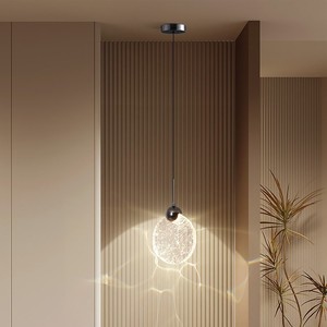 Lámpara Colgante de Cristal Minimalista, Redonda, de Una Sola Cabeza, Luz LED Cálida, para Sala de Estar, Dormitorio, Techo - Product Image 1