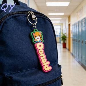 Porte-clés personnalisé en PVC QY, porte-clés en caoutchouc souple, pendentif avec logo en lettres pour cadeau et accessoire de sac - Product Image 4