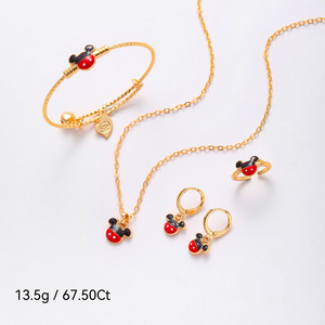 Set di Gioielli per Bambine in Quattro Pezzi, Economico e Impermeabile, Collana, <span class=keywords><strong>Orecchini</strong></span>, <span class=keywords><strong>Anello</strong></span> e Braccialetto, Design Arcobaleno alla Moda - Product Image 2
