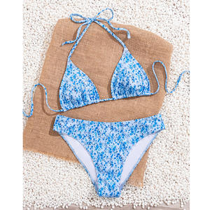Custom Sexy Leopard Brasileiro Impresso Triângulo Halter Bikini Swimwear Dois Trajes De Banho Para As Mulheres - Product Image 5