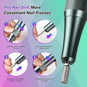 Professional 45000RPM Electric <b>Nail</b> Drill Low Noise <b>Nail</b> Sander File Machine Rechargeable <b>Nail</b> File for Manicure Salon Tool - Product Image 5