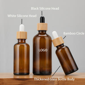 Grosir 5ml 10ml 15ml 20ml 30ml 50ml 100ml Amber kosong minyak esensial bambu penetes botol kaca dengan pipet - Product Image 2