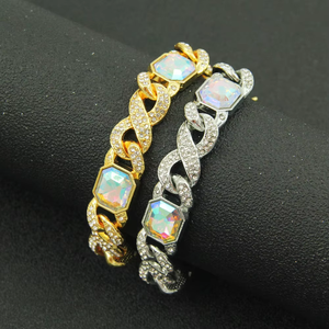 Cool 8-clasp rectangular colored personalized splicing bracelet Men's hipster <b>Cuban</b> <b>chain</b> bracelet - Product Image 2