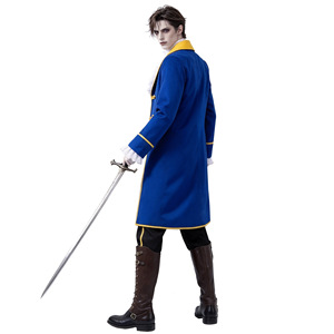 Costume de cosplay de prince vampire d'Halloween Yi Xiaoyi, veste bleue, cravate blanche, ensemble de tenue de mascarade noble - Product Image 3
