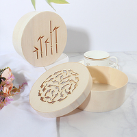Boîte alimentaire en bois ronde personnalisée avec logo pour gâteaux, desserts, cadeaux de fêtes