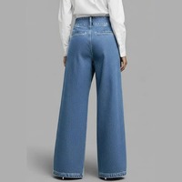 Jeans de Mezclilla de Algodón con Corte Asimétrico y Pierna Ancha para Mujer, Estilo Francés Chic, Cintura Alta, Efecto Adelgazante, Pantalones Holgados, Novedad 2026