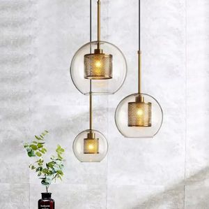 Retro Hanging Lamp Restaurant Triple Retro Iron Traditional <b>Wire</b> <b>Mesh</b> clear Glass Pendant Light - Product Image 6