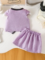 Conjunto Casual de Verano para Niña, Estilo Algodón con Aroma Suave, Color Rosa Sólido, Chaleco con Lazo y Pantalones Cortos Decorados con Perlas