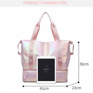Sac de sport et de fitness à séparation sec/humide, coloré et scintillant, pour femme, sac de voyage et de rangement prénatal avec compartiment à chaussures - Product Image 2