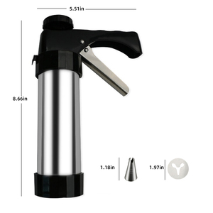 Spritz Cookie Press Gun Kit, Stainless Steel w/ 13 Discs & 8 Nozzles - DIY Biscuit Maker Decorating Tool - Product Image 6