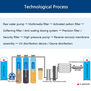 Aangepaste industriële waterzuiveringsinstallatie RO-installatie 250lph omgekeerde osmose waterfiltersysteem in supermarkten, restaurants - Product Image 2
