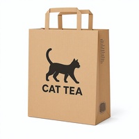 Tas Kertas Kraft Klasik dengan Logo Custom, Pegangan Datar, Kemasan Minuman Panas, Teh, Bubble Tea, Kopi, Promosi Toko, Pasokan Grosir