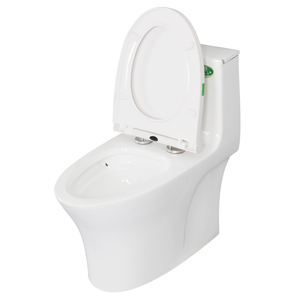 WC monobloc allongé moderne en céramique blanche à double chasse cyclonique pour salle de bain et hôtel - Product Image 3