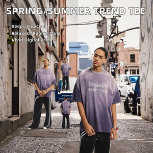 T-shirt décontracté pour homme en coton 100% à manches courtes surdimensionné imprimé DTG printemps/été 2024 - Product Image 2