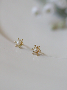 2021 Kj425 femmes à la mode vrai 9K or jaune perle d'eau douce boucles d'oreilles étamine conception Mini bijoux pour mariage anniversaire Agate - Product Image 3