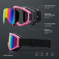 Masque de ski personnalisé avec logo, monture PC de haute qualité, anti-buée, sangle antidérapante, coupe-vent, anti-poussière pour adultes et enfants