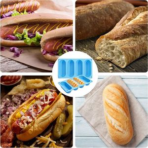 Moule à pain en silicone à 4 cavités, antiadhésif, réutilisable, pour hot-dogs, baguettes - Product Image 6