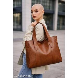Faux Leather <b>Women</b> Hand <b>Bag</b> with Stylish Shoulder Carry Design Zipper Closure and Two Handles for Shopping <b>Travel</b> Office Daily - Product Image 5
