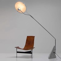 Lampadaire LED moderne à bras articulé avec base en marbre, CRI élevé Ra80, lumière chaude à lumière du jour pour salon