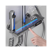 Luxe mural thermostatique intelligent numérique en laiton pluie douche ensemble salle de bain céramique vanne noyau poli Surface Jet appartements