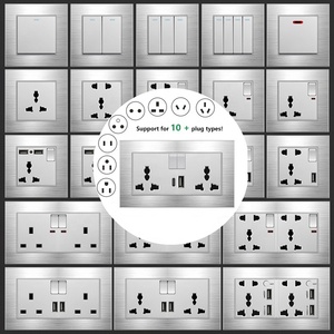 Tréfilage en aluminium UK 13A Interrupteur mural 220V avec prise électrique Type-c, prise de courant universelle 3 broches double USB - Product Image 3