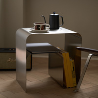 Table basse en acier inoxydable brossé de style minimaliste moderne, multifonctionnelle, écologique, durable, légère, couleur personnalisable
