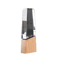 Trophée en cristal cubique créatif en bois pour événements et réunions annuelles d'entreprise, vente en gros, trophée commémoratif en cristal
