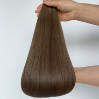 Extensiones de Cabello Virgen Remy con Puntas de Micro Anillo I-Stick, 1g, Color Mocha Marrón, Súper Doble Trama, 22 Pulgadas, Cabello en Stock
