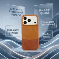 Étui de téléphone en cuir véritable exclusif et personnalisé - Protection intégrale antichoc magnétique bicolore pour iPhone 15-17 Pro