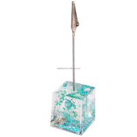 Presse-papiers en acrylique liquide exquis, décoration mignonne pour la papeterie, porte-cartes personnalisé, pince métallique crocodile pour cadeau