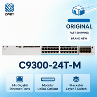 Cisco Switch Catalyst C9300-24T-M 24 Port Gigabit Layer 3 Switch 208Gbps 480G StackWise Modular 10G Uplinks Meraki Cloud Managed.