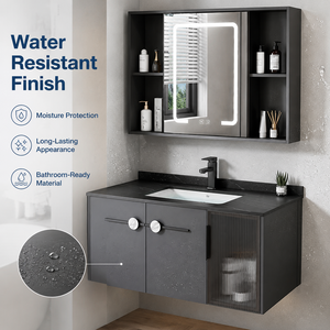Mobile Bagno Moderno a Parete con Specchio <span class=keywords><strong>LED</strong></span> e Armadietto Contenitore - Product Image 5