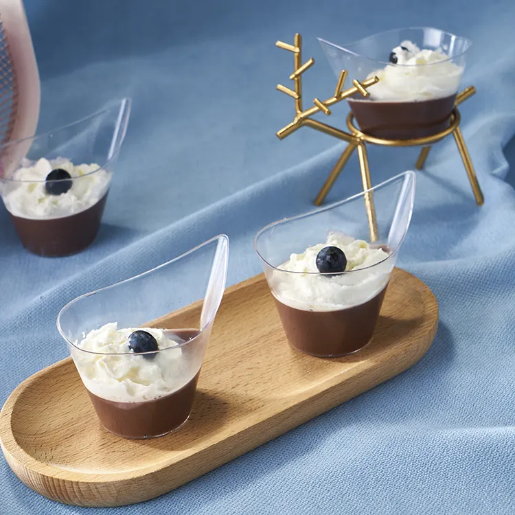 Fournitures de fête d'hôtel 3oz, glace jetable transparente en plastique de pêche Mu Si Desert Cup Mini Dessert Cup