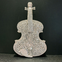 Sac de soirée rigide en forme de violon, entièrement orné de strass, idéal pour mariages et banquets