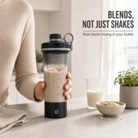 Batteur Électrique Démontable USB avec Large Ouverture, Bouteille Mixeur Shaker pour Boissons Protéinées