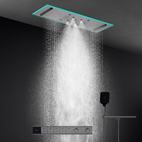 Ensemble de douche thermostatique moderne avec effet pluie et cascade, inverseur intelligent LED 900x300mm pour appartement et hôtel
