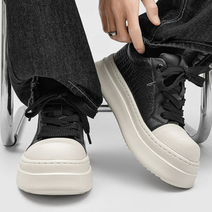 Chaussures décontractées pour hommes à semelle épaisse, en cuir, style skateboard, nouvelle collection, tenis masculino, baskets de marche de haute qualité - Product Image 5