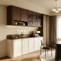 Buffet en bois moderne de luxe avec portes en rotin, meuble de rangement personnalisé pour salle à manger, meuble de maison