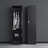 Armoire de rangement haute en acier robuste à porte simple verrouillable pour chambre à coucher, organisateur de vêtements, chaussures et accessoires, en métal durable