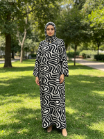 Nouvelle Collection 2026 – Ensemble Abaya Kaftan Imprimé en Coton Écologique pour l'Été et l'Automne – Robe Islamique Longue et Ample à Manches Longues pour Femme