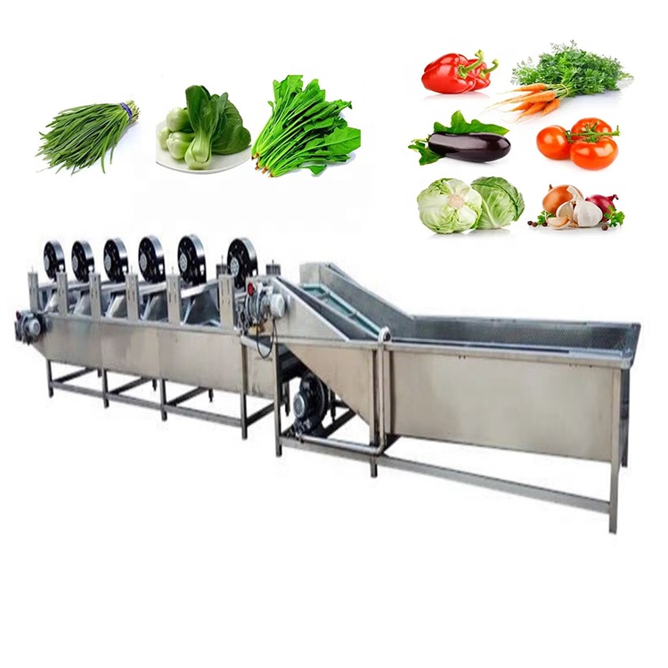 Lavadora automática de vegetales, frutas y verduras de burbujas de máquina de limpieza, línea de secado