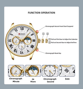 CURREN 8427 Moda hombre reloj <span class=keywords><strong>de</strong></span> pulsera banda <span class=keywords><strong>de</strong></span> acero inoxidable reloj <span class=keywords><strong>de</strong></span> negocios cronógrafo impermeable números románticos reloj para hombre - Product Image 2