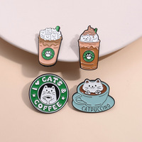 Gros dessin animé nourriture pour animaux émail épinglettes chat crème glacée beignets broches badges mode mignon épingles cadeaux pour amis bijoux