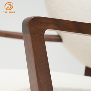 Fauteuil pouf décontracté au design moderne, style rétro français avec revêtement en tissu et bois massif antique, fauteuil paresseux - Product Image 6