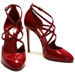 लक्जरी सुरुचिपूर्ण कारखाना प्रत्यक्ष महिला लाल पेटेंट चमड़े के पम्प स्ट्रैपी टेसी पैर की अंगुली उच्च एड़ी कस्टम लोगो कार्यालय पार्टी थोक - Product Image 5